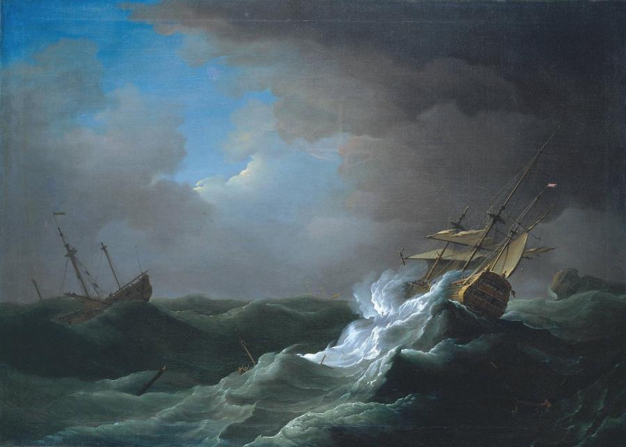  Ships in Distress in a Storm Painting by MotionAge Designs