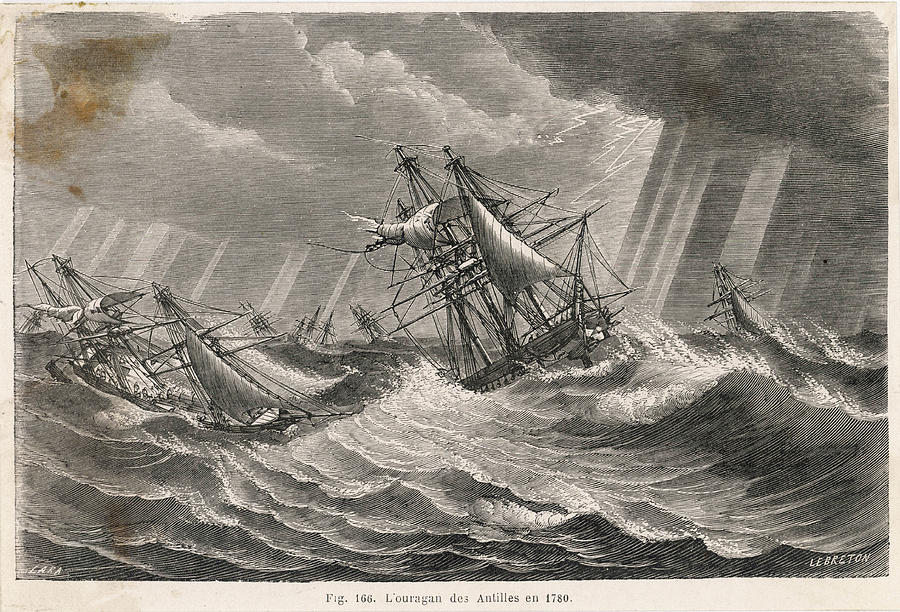 Ships Drawing -  Ships In Stormy Seas During A by Mary Evans Picture Library
