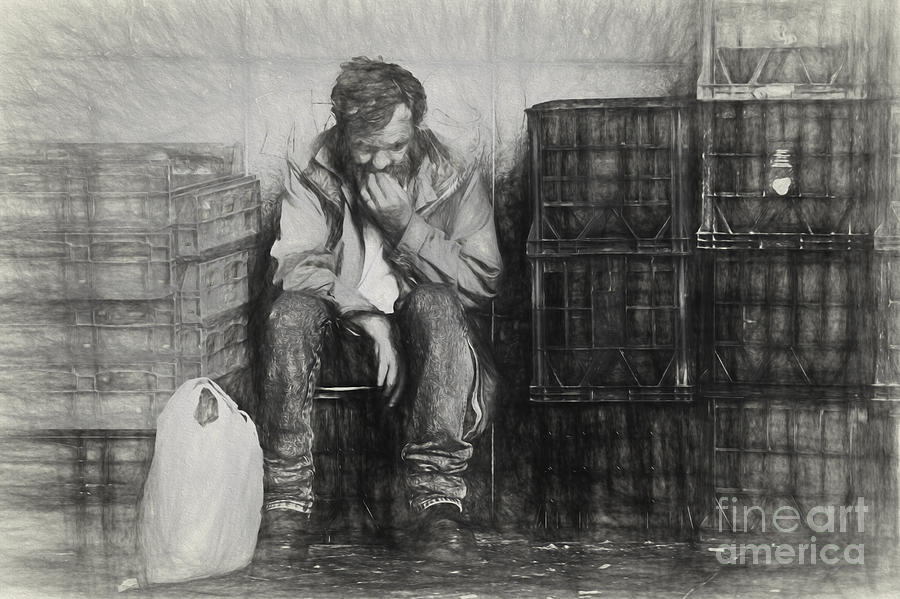  Sketch of man amongst crates Photograph by Sheila Smart Fine Art Photography