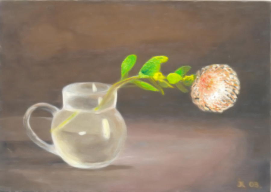 Nature Painting -  Small glass bowl with a flower by Jovica Kostic