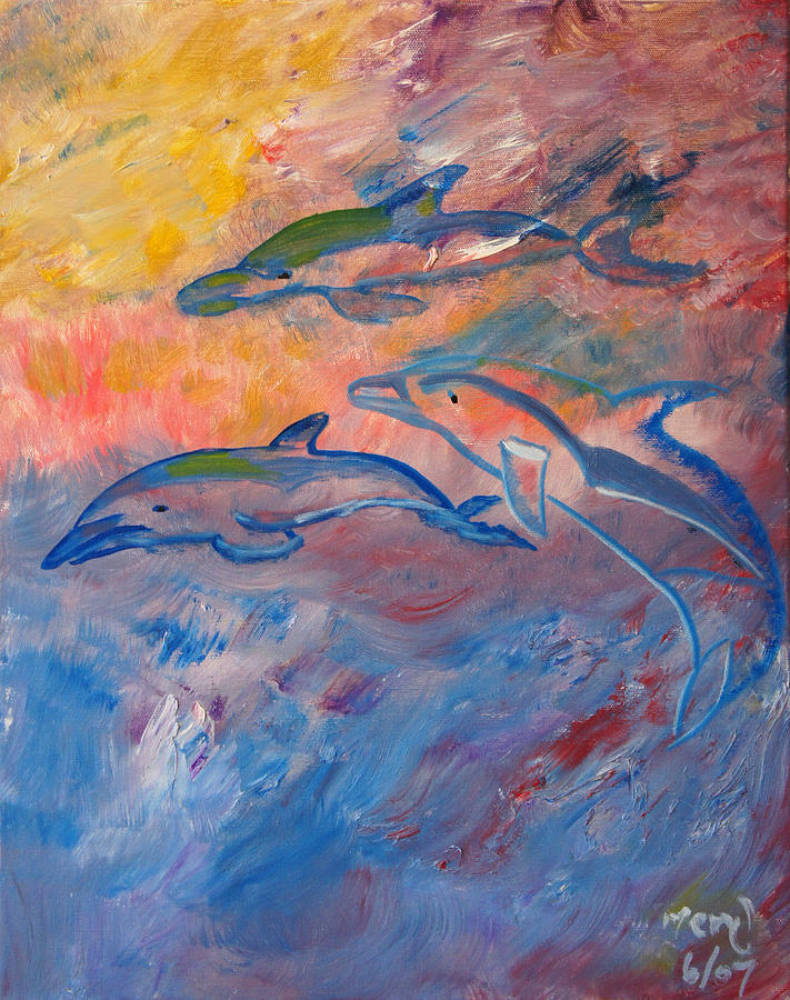  Soaring Dolphins Painting by Meryl Goudey