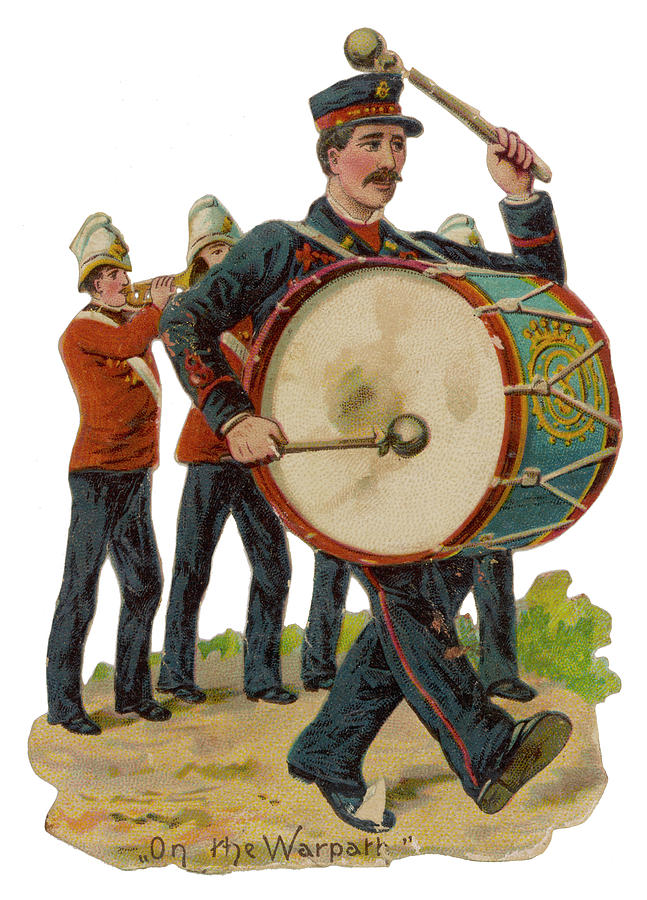 Music Drawing -  soldiers With Cornet And Drum by Mary Evans Picture Library