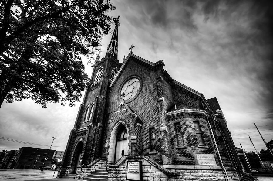  St. Wenceslaus Church in Cedar Rapids in Black and White Photograph by Anthony Doudt