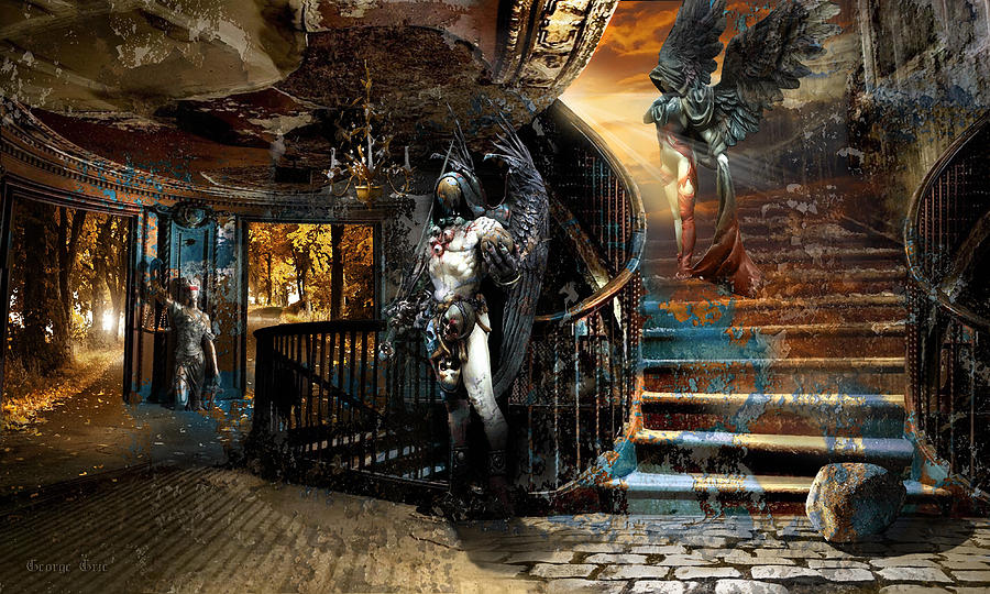 Figure Digital Art - Stairway to Heaven vs. Stairwell to Hell by George Grie