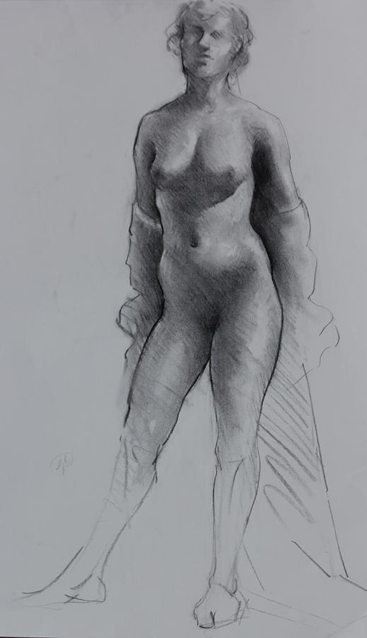 Art Exhibits Drawing -  Standing Nude by Ernest Principato