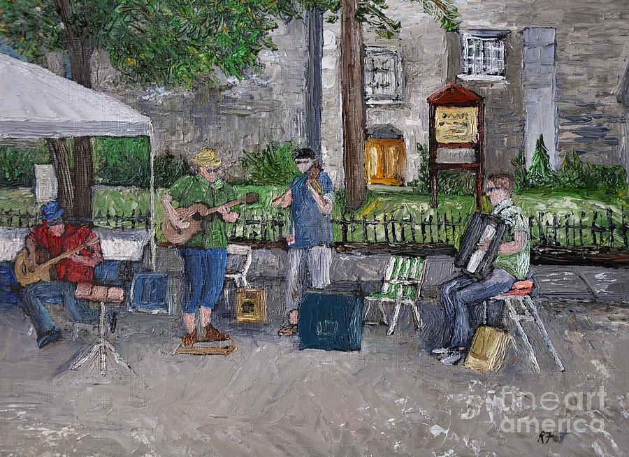  Ste Catherine Street Musicians Painting by Reb Frost