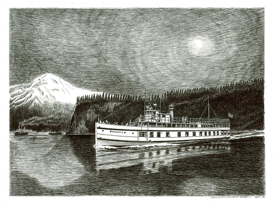 Steamship Virginia V Drawing by Jack Pumphrey