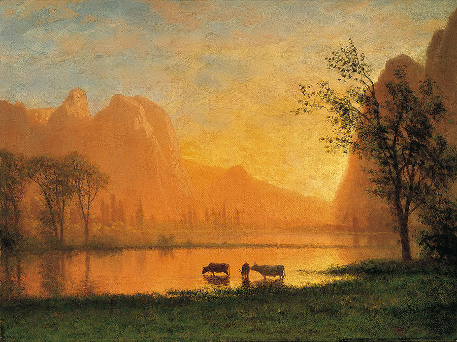   Sundown at Yosemite #1 Painting by Albert Bierstadt