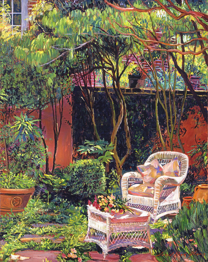  Sunny Summer Patio Painting by David Lloyd Glover