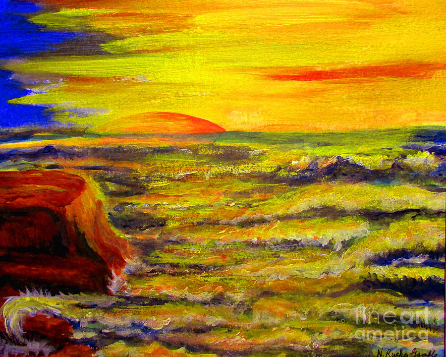 Sunset Painting -  Sunset Over Sea by Nancy Rucker