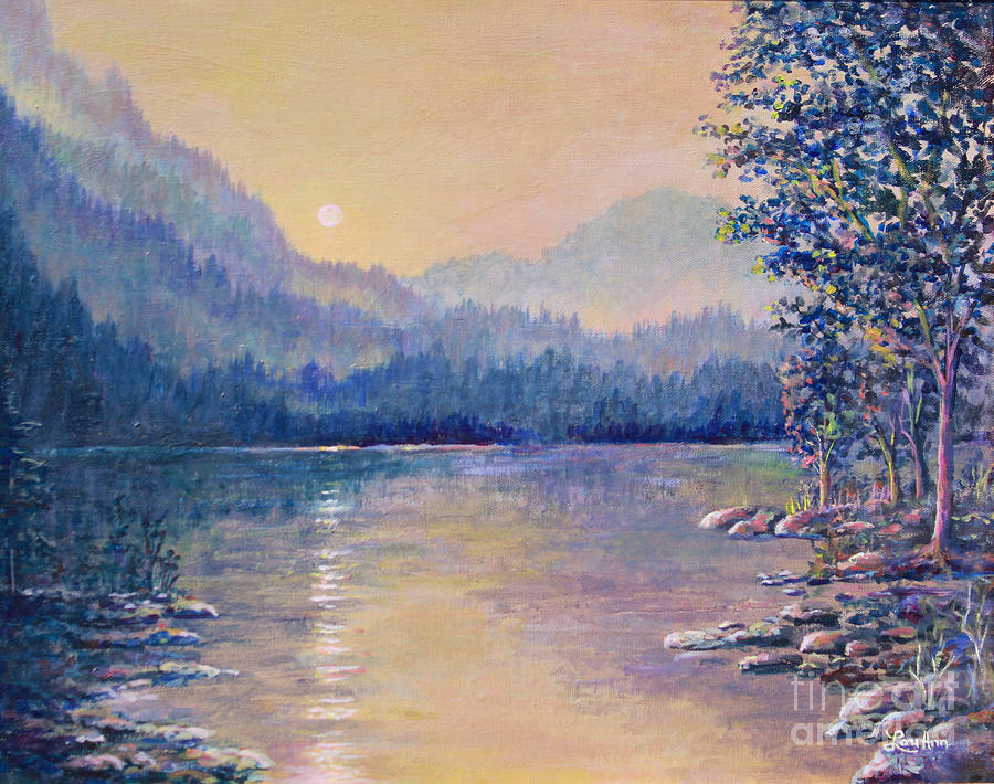  Sunset Water Reflections Painting by Lou Ann Bagnall