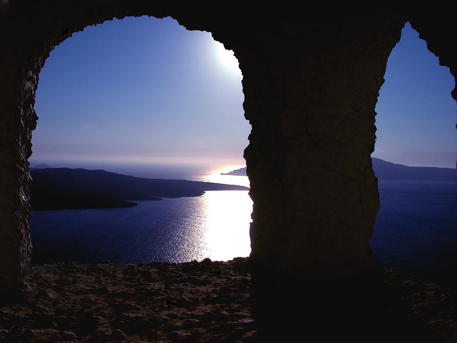   Sunset with view to vulcano island in Santorini  Photograph by Colette V Hera Guggenheim