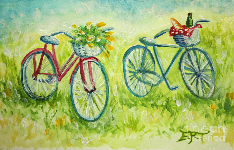  Sweet Bike Ride Picnic Painting by Elizabeth Robinette Tyndall