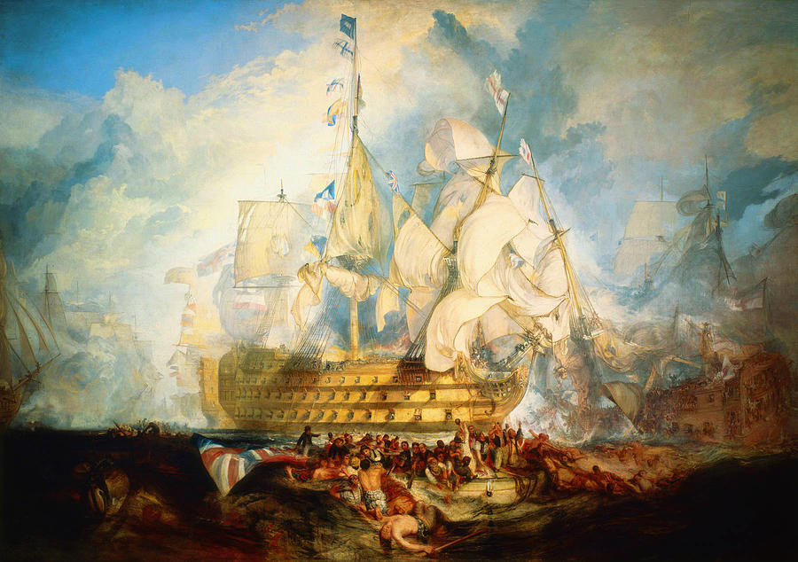Joseph Mallord William Turner Painting -  The Battle of Trafalgar by Celestial Images