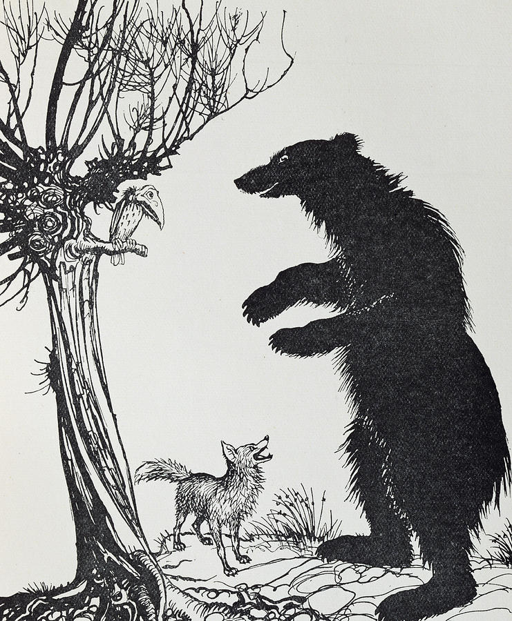  The Bear and the Fox Painting by Arthur Rackham