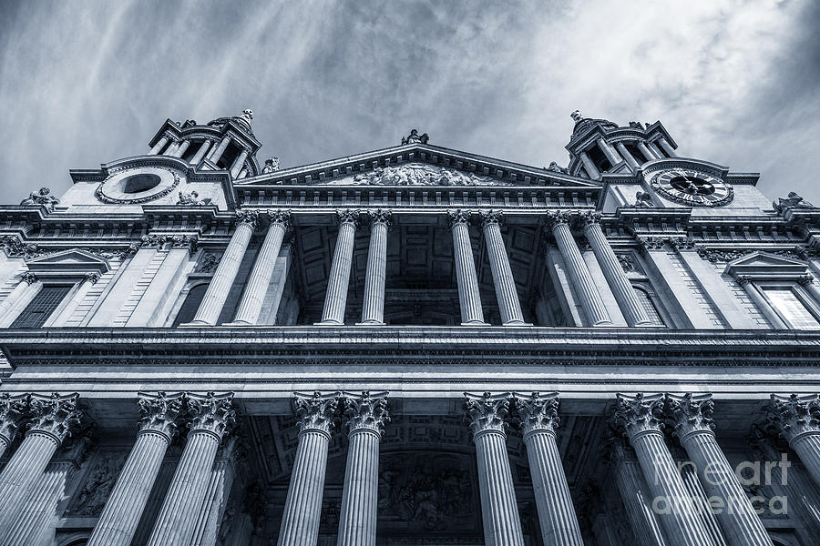  The columns of St Pauls Cathedral west facade from Ludgate Hil Photograph by Peter Noyce