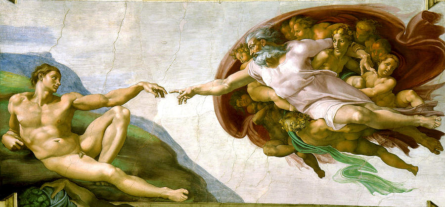   The Creation of Adam Painting by Michelangelo di Lodovico Buonarroti Simoni