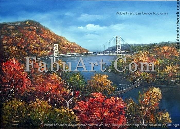 Cityscape Painting -  The hudson river valley painting 40x30in by FabuArt