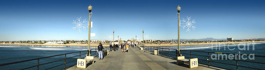 Huntington Beach Photograph -  The Huntington Beach Peir Panorama by Gregory Dyer