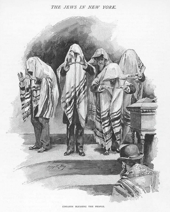 The Jews In New York Cohanim Blessing Drawing by Mary Evans Picture