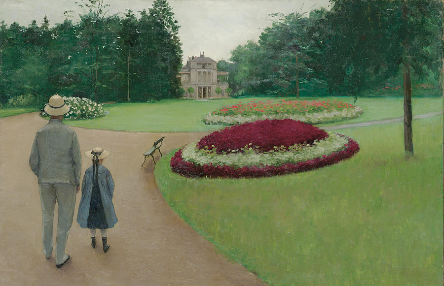 Garden Painting -  The Park of the Caillebotte Property at Yerres by Gustave Caillebotte