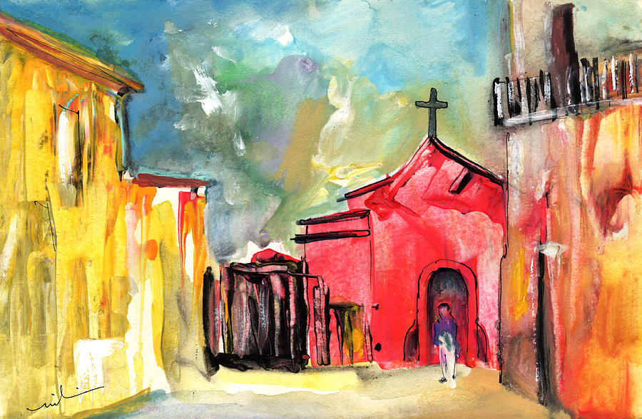  The Red Church In The South Of France Painting by Miki De Goodaboom