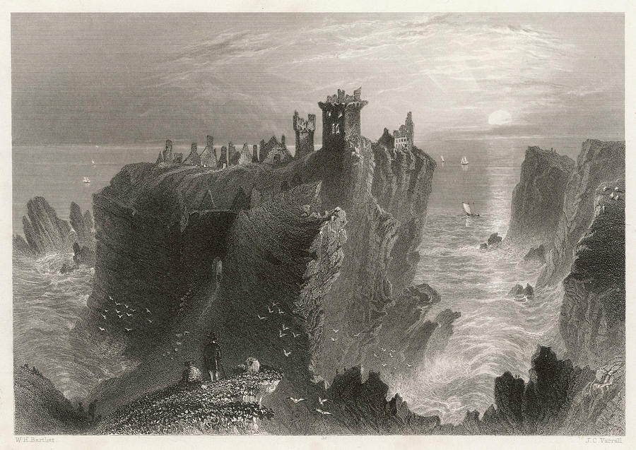 The Ruins Of Dunotter Castle Drawing by Mary Evans Picture Library ...