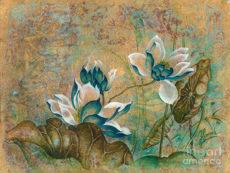 Lotus Painting - The Turquoise Incarnation by Anna Ewa Miarczynska Lotus Painting - The Turquoise Incarnation by Anna Ewa Miarczynska