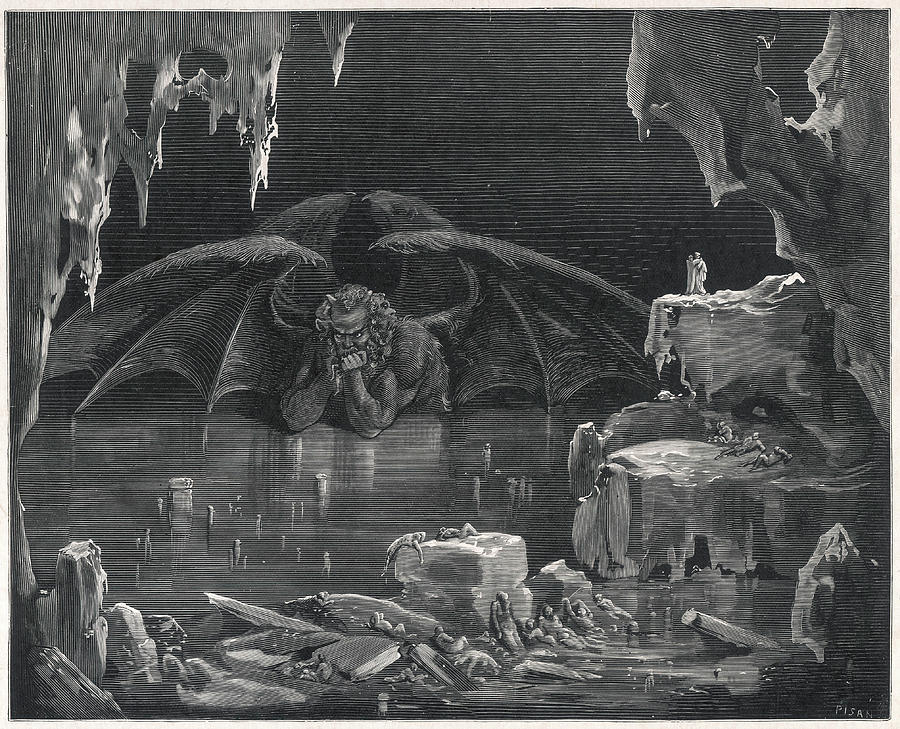 Book Drawing -  The Winged Demon In His Icy  Lair by Mary Evans Picture Library
