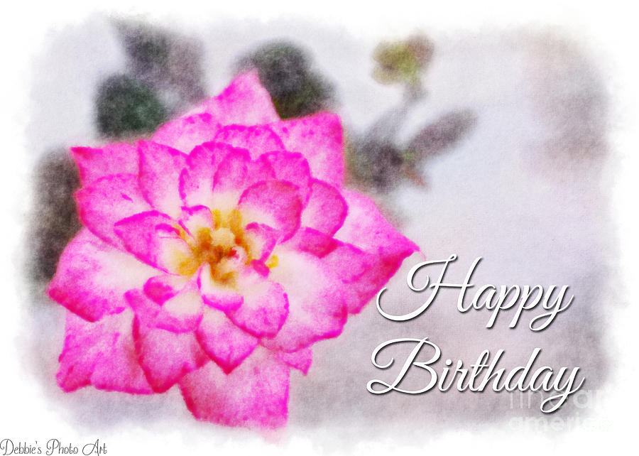  Thumbelina Rose - Digital Paint - Happy Birtheay Photograph by Debbie Portwood