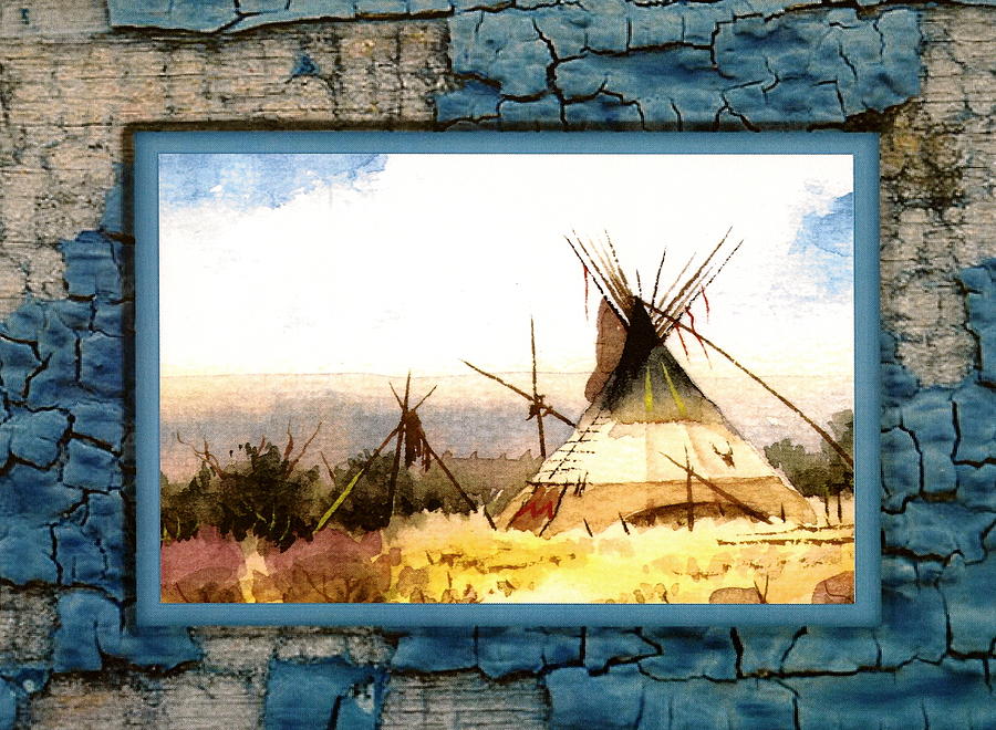  Tipi with border Painting by Richard Hinger