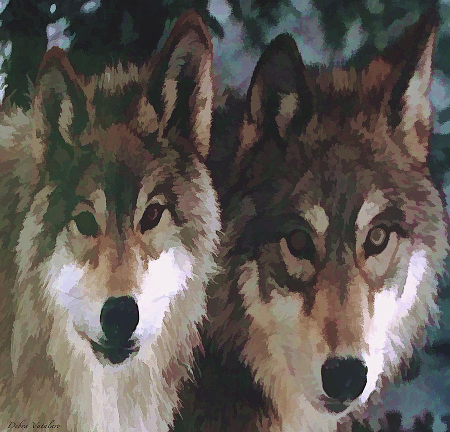 Wolves Painting -  Together Forever Wolves by Debra     Vatalaro