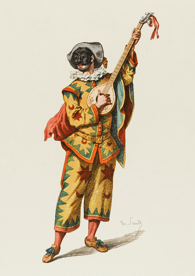 Musician Drawing -  Trivelino, Playing The Mandolin by Mary Evans Picture Library