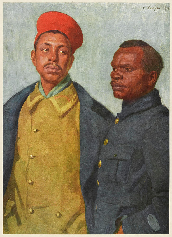 Two African Soldiers, One From Drawing by Mary Evans Picture Library ...