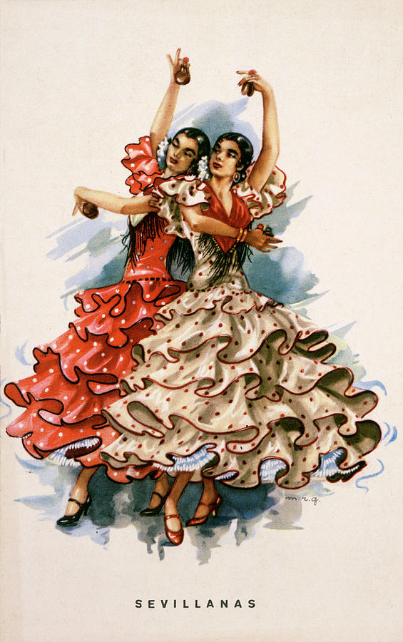 Two Flamenco Dancers Dancing Drawing by Mary Evans Picture Library