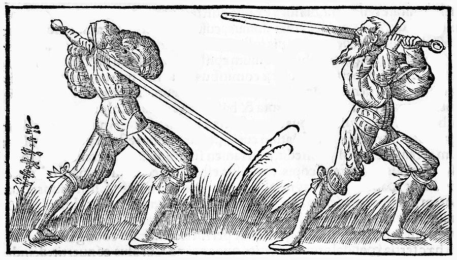 people fighting with swords