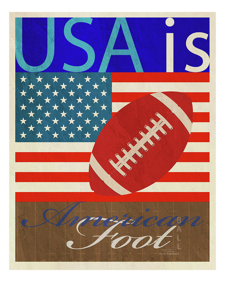  USA IS American Football Drawing by MGL Meiklejohn Graphics Licensing