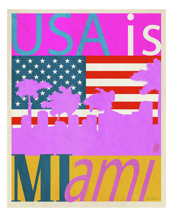  USA IS Miami Drawing by MGL Meiklejohn Graphics Licensing