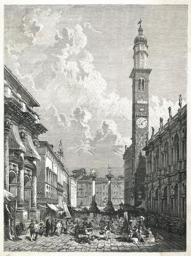 Venice The Piazza Dei Signori Drawing by Mary Evans Picture Library ...