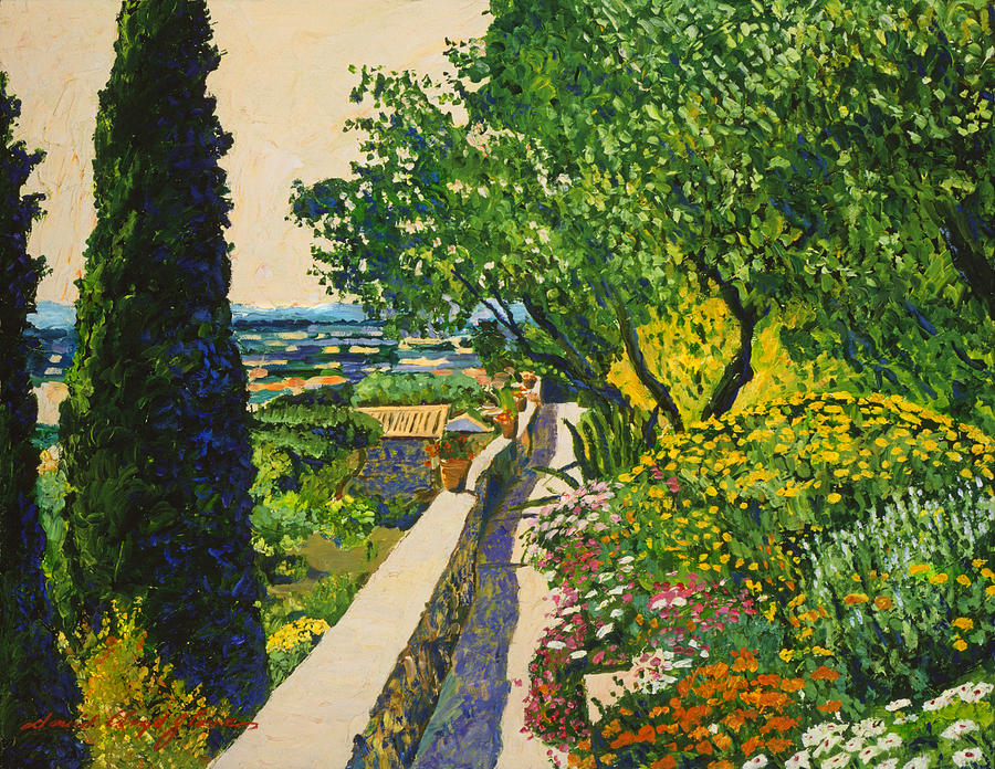 Garden Painting -  View Of Provence by David Lloyd Glover