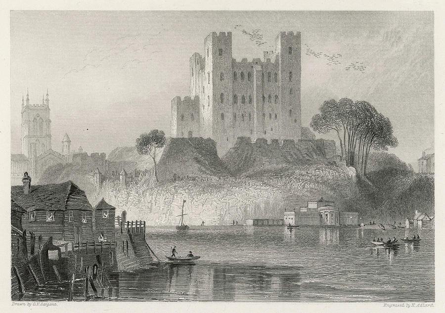 View Of Rochester Castle Date Drawing by Mary Evans Picture Library ...