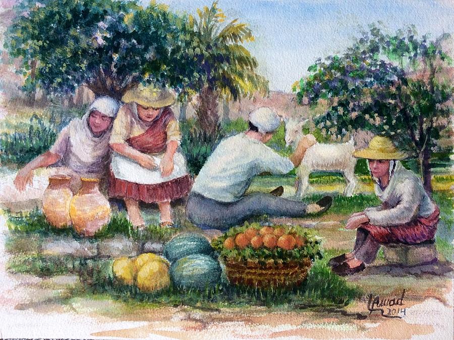  Farmers Market Painting by Laila Awad Jamaleldin