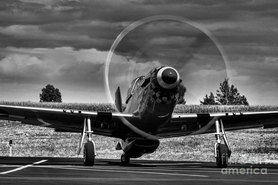 Transportation Photograph -  Warming Up  P-51 by Steven Reed