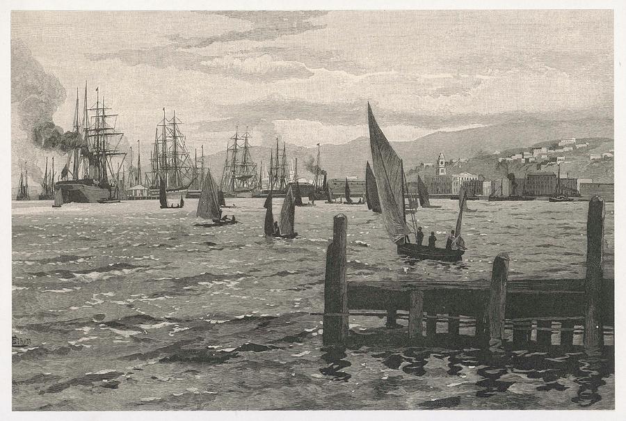 Wellington Boats In The Harbour Drawing by Mary Evans Picture Library ...