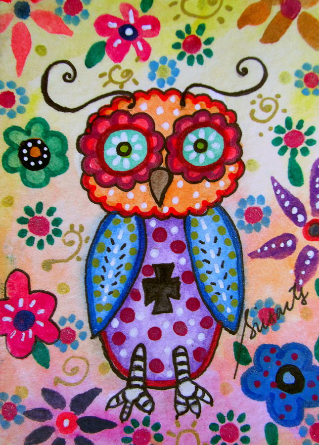  Whimsical Wise Owl Painting by Pristine Cartera Turkus