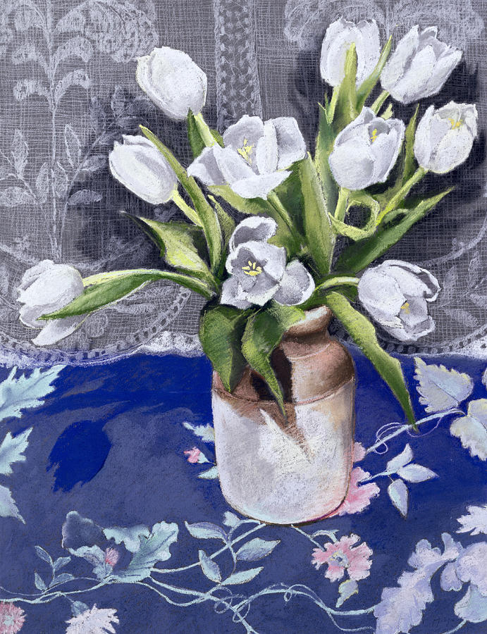 Still Life Painting -  White Tulips by Cristiana Angelini