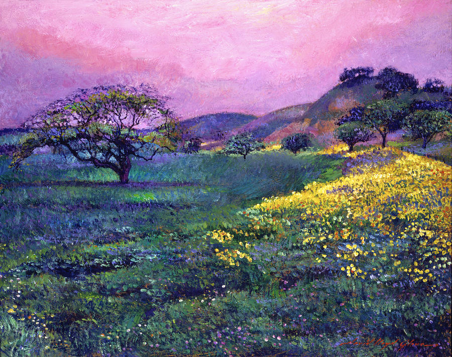 Tree Painting -  Wildflower Fields by David Lloyd Glover