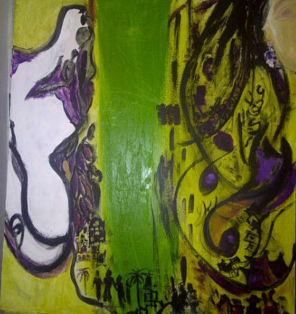  Woman And The Village Story Painting by Jasmin Jumah