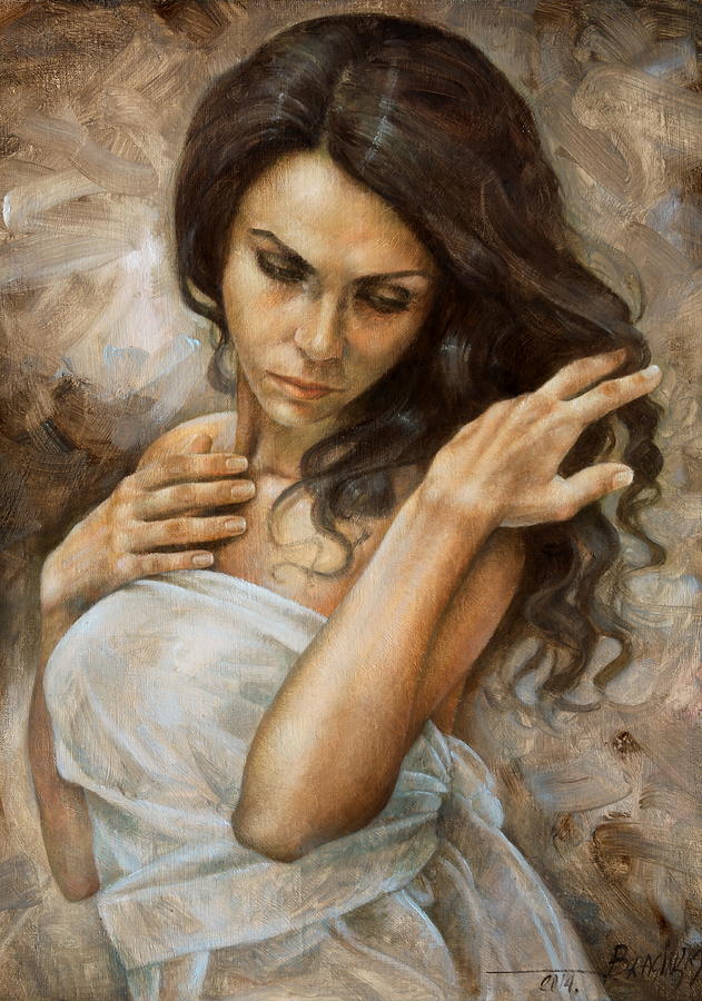 Woman in white Painting by Arthur Braginsky