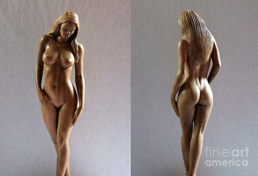 Sculptor Sculpture - Wood Sculpture of Naked Woman by Ronald Osborne.